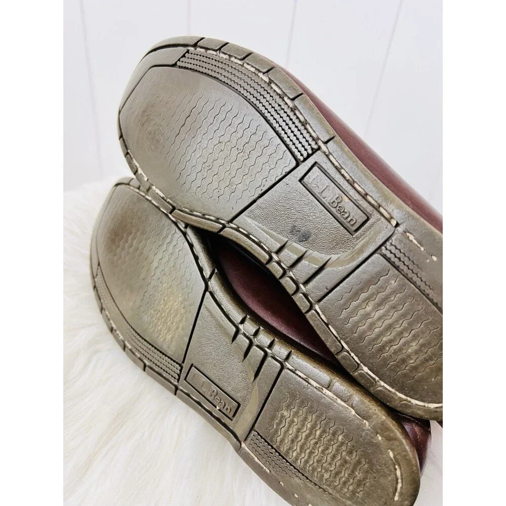 LL Bean Handsewn Brown Leather Blucher Mocs Lace Up Boat Shoes Loafers 8D
